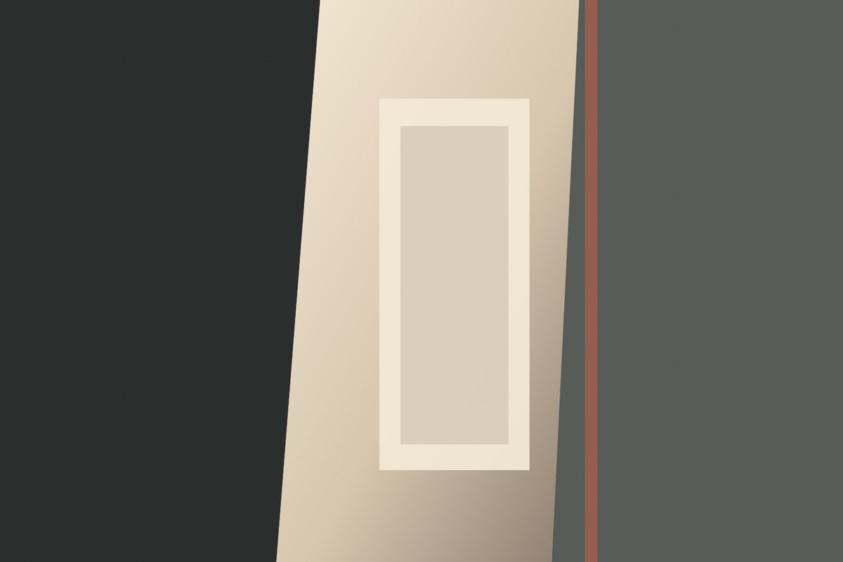 Empty gallery with single beam of light